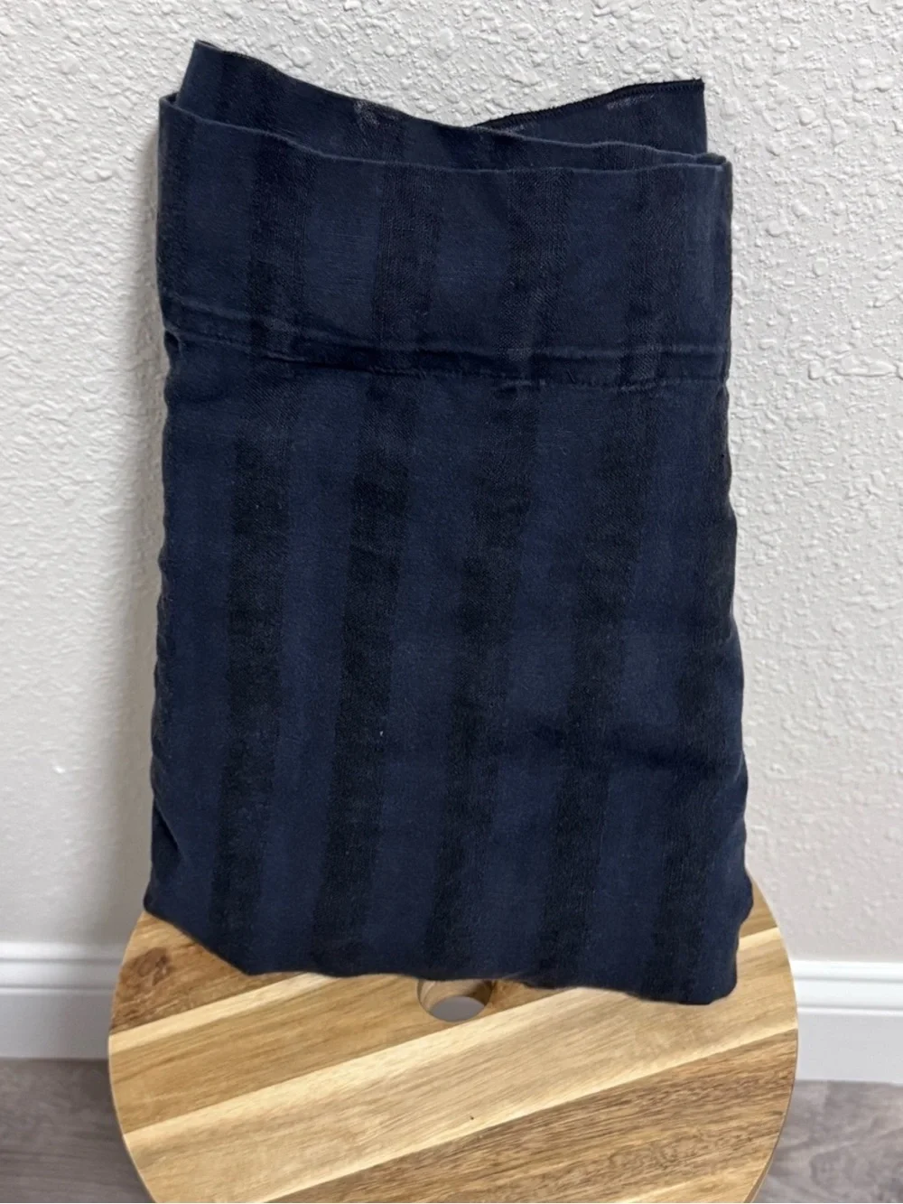 CB2 Linen Blend Track Black Striped Curtain Panel 48x108